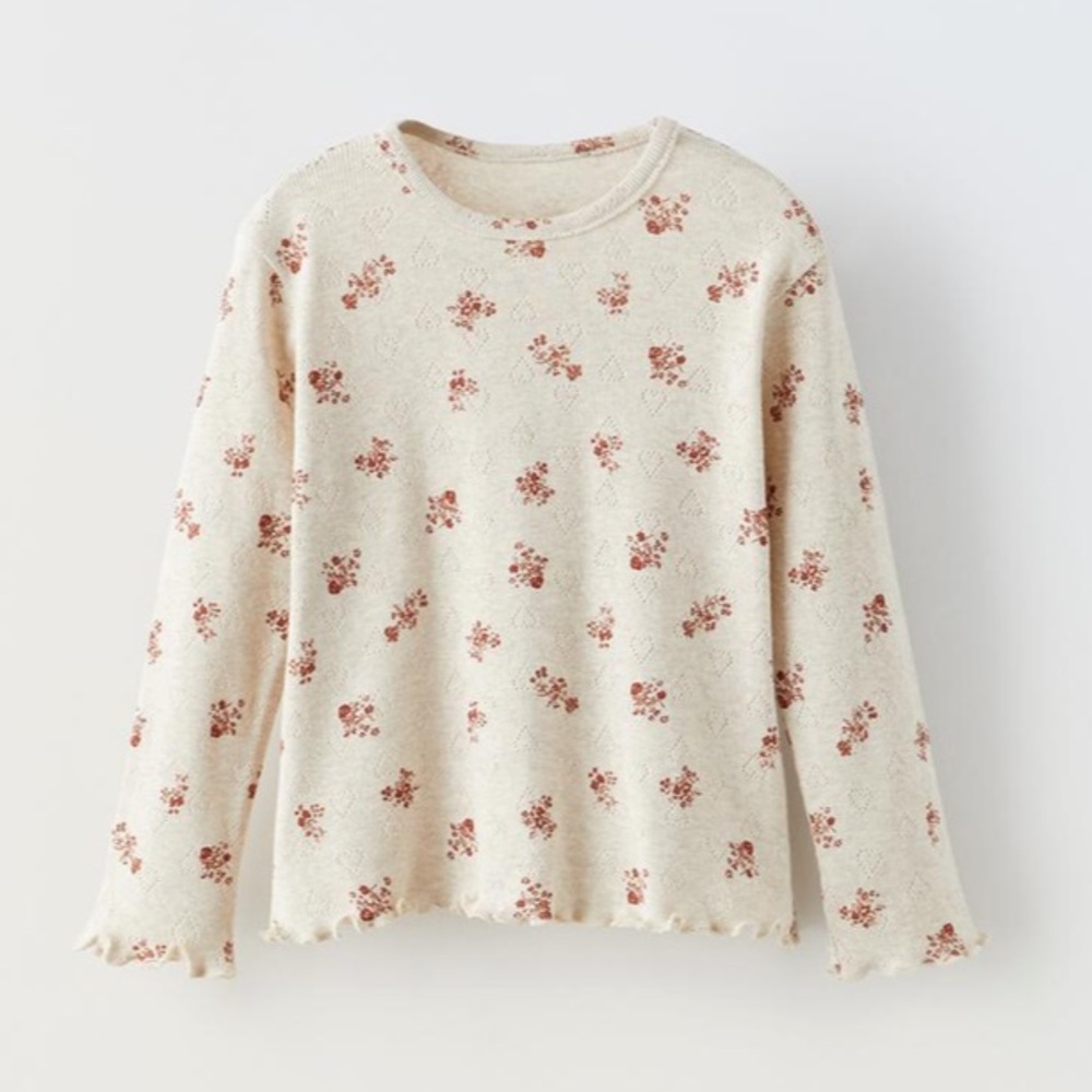 NWT Zara floral long sleeve cotton t shirt 4Y (3-4Y)